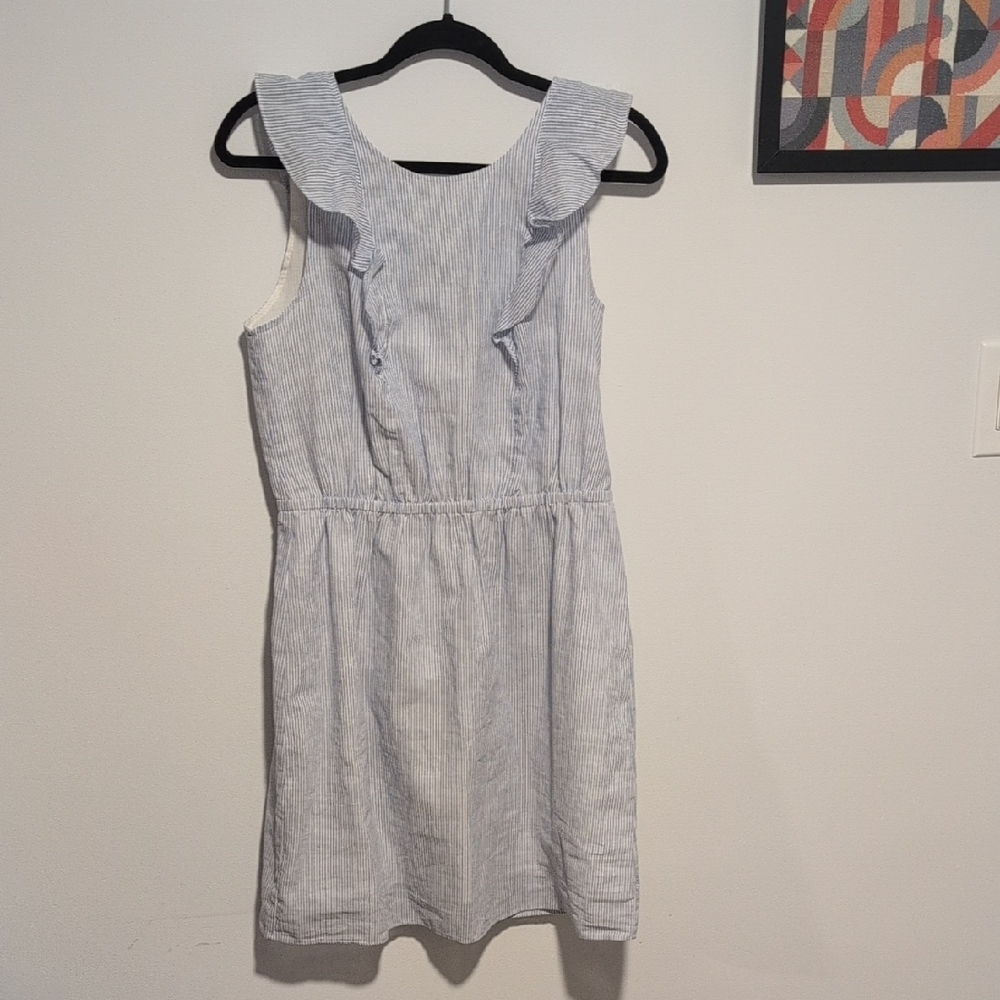 JCrew Striped Sleeveless Dress with Ruffle Detail NWT